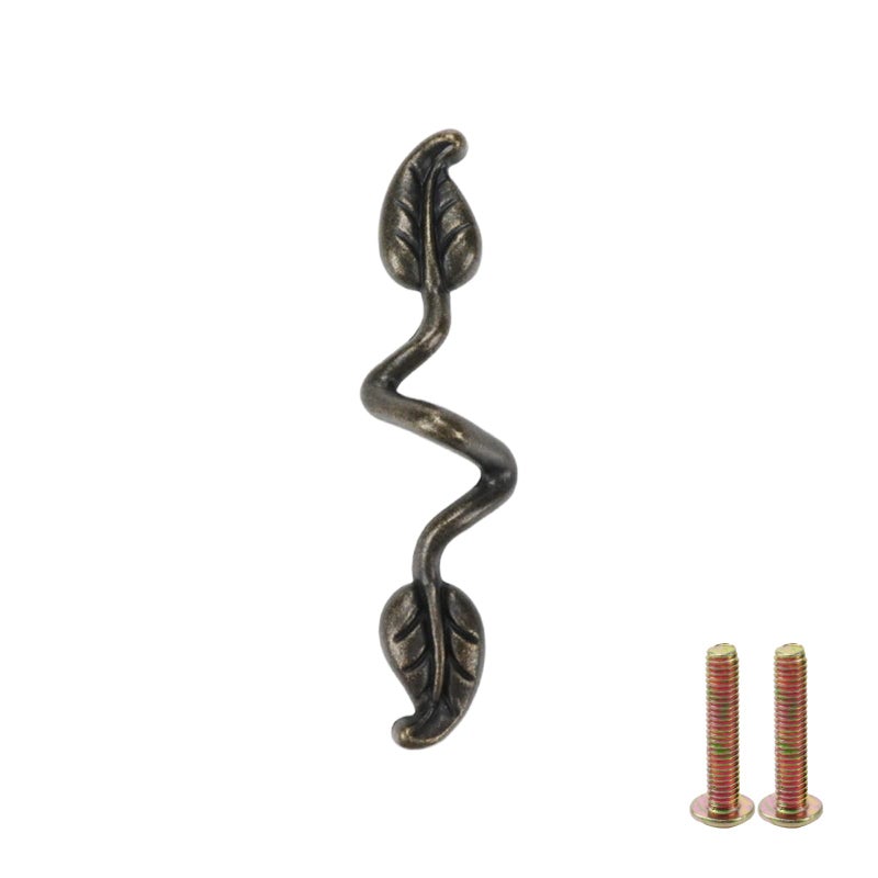Pastlla Leaf Shape Drawer Pull Handle, Vintage Bronze Leaf Dresser Pull Knob Twig Branch Decorative Cabinet Wardrobe Furniture Door Drawer Pull Handle, 2 Pcs Zinc Alloy 3"" Hole Center - Image 3